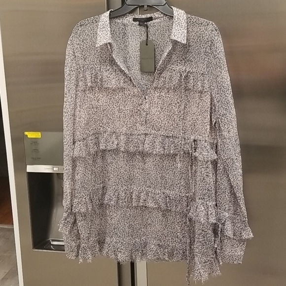 ๐ALLSAINTS๐ Deirdre LeoDot Shirt ~ Pale Pink Large NWT - Picture 9 of 15